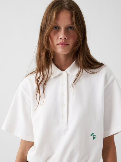 Beyaz Gap × Malbon Cinch Crop Polo T-shirt