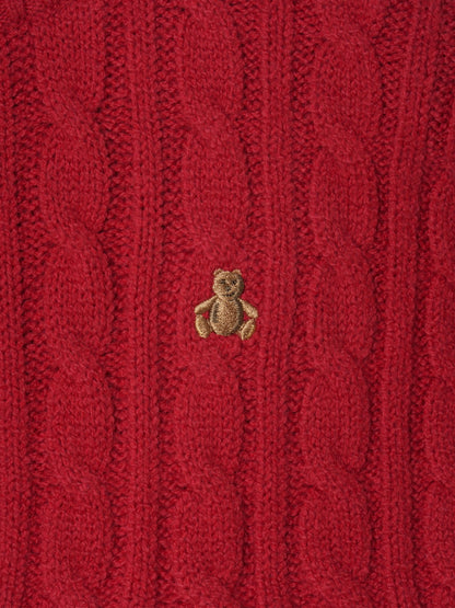 Kırmızı Cashsoft Cable-knit Kazak