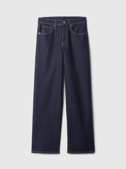 Koyu Mavi Mid Rise '90s Loose Jean Pantolon