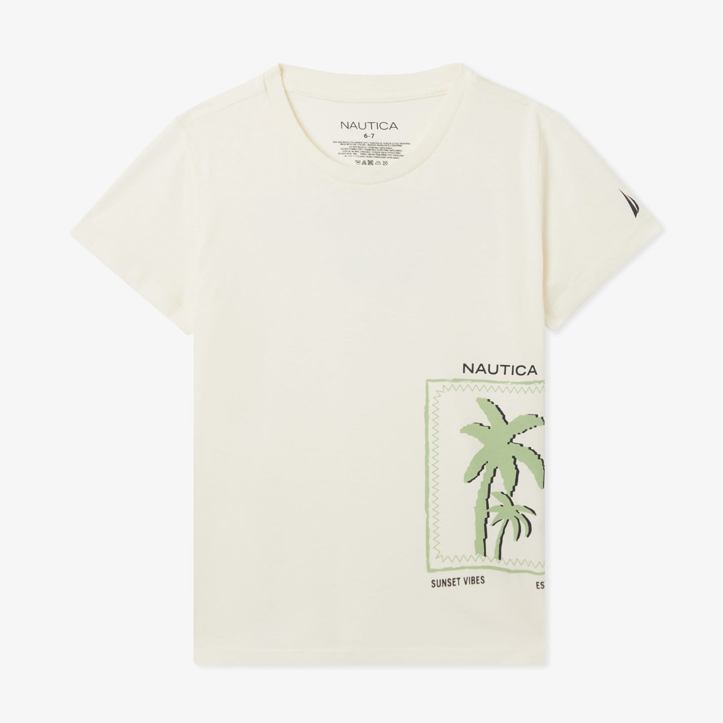 Nautica Erkek Çocuk Krem Regular Fit Baskılı T-shirt