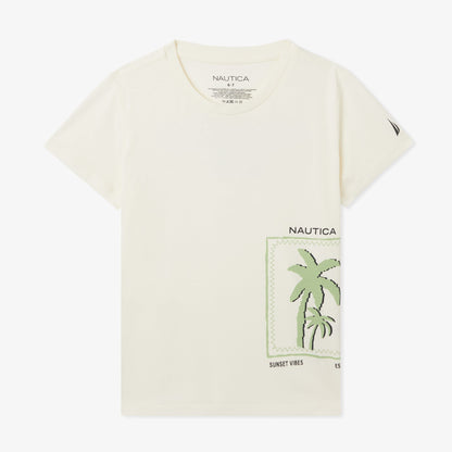 Nautica Erkek Çocuk Krem Regular Fit Baskılı T-shirt