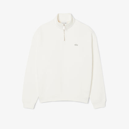 Lacoste Heavy Fleece Zipper Neck Unisex Beyaz Sweatshirt