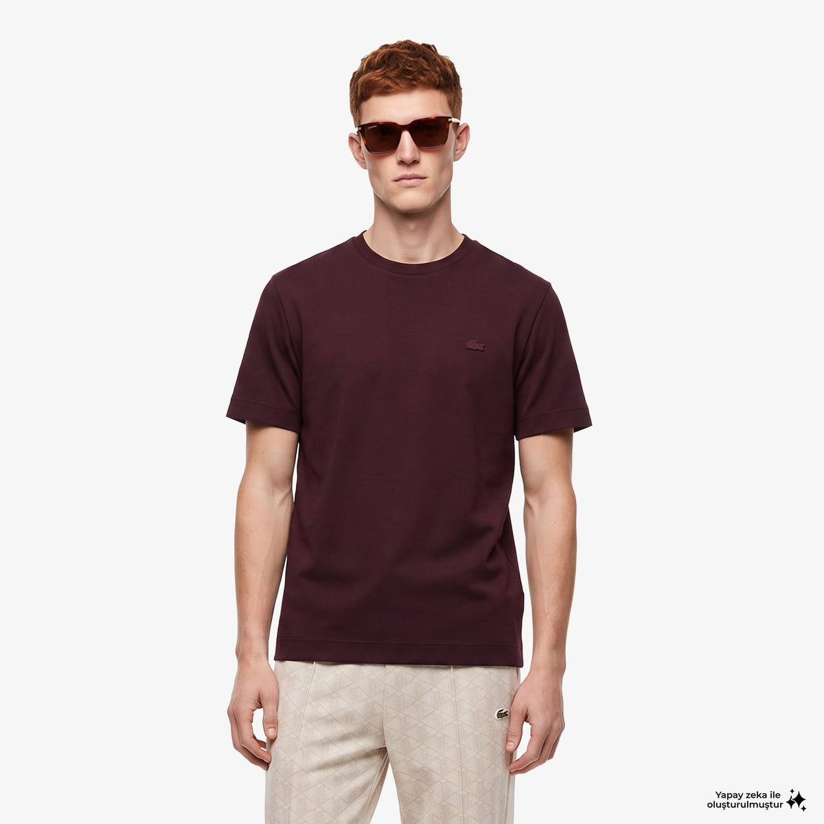 Lacoste Oversize Fit Erkek Bordo T-shirt