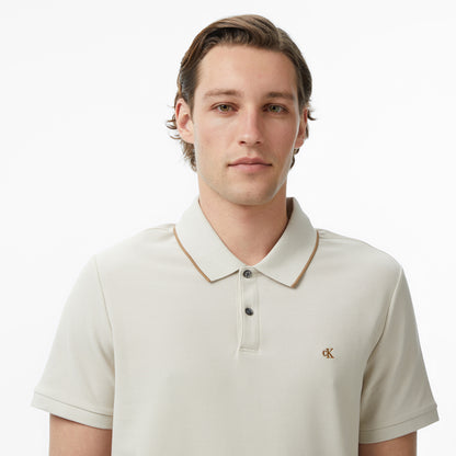 Calvin Klein Refined Pique Tipped Classic Erkek Bej Polo