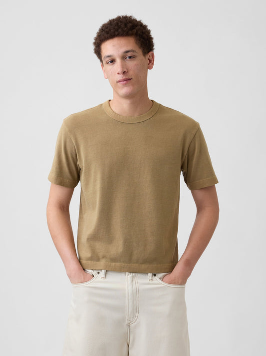 Açık Kahverengi Heavyweight Crop T-shirt