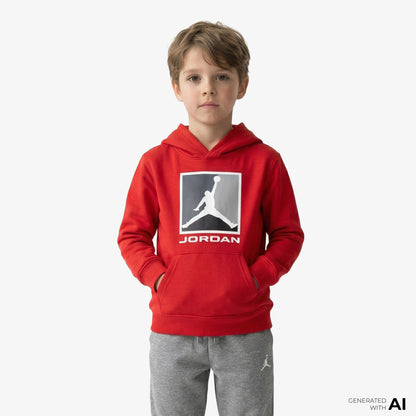 Jordan Essential Fleece Baseline Pullover Çocuk Kırmızı Sweatshirt