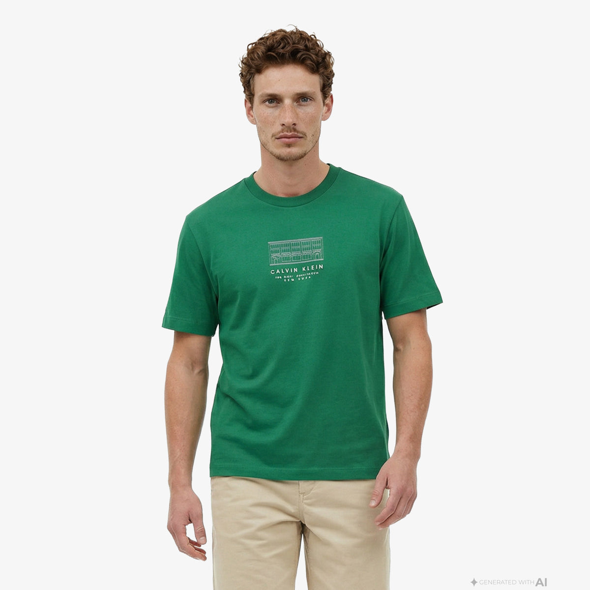 Calvin Klein 16s March Graphic Seasonal Erkek Yeşil T-shirt