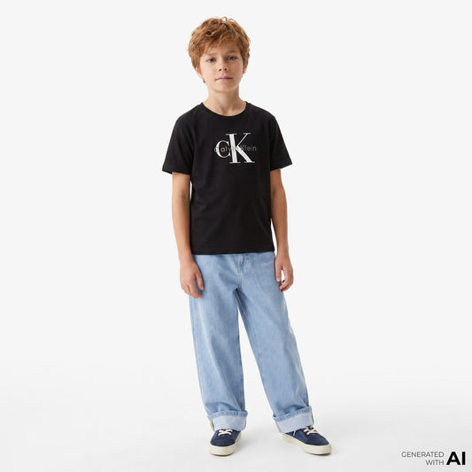 Calvin Klein Monogram Çocuk Siyah T-shirt