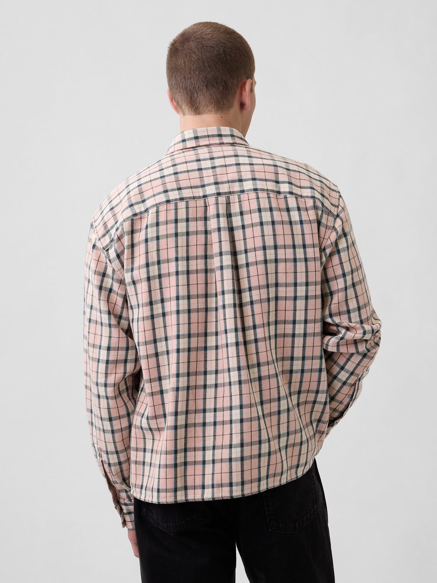Açık Pembe Sunwashed Twill Straight-hem Gömlek
