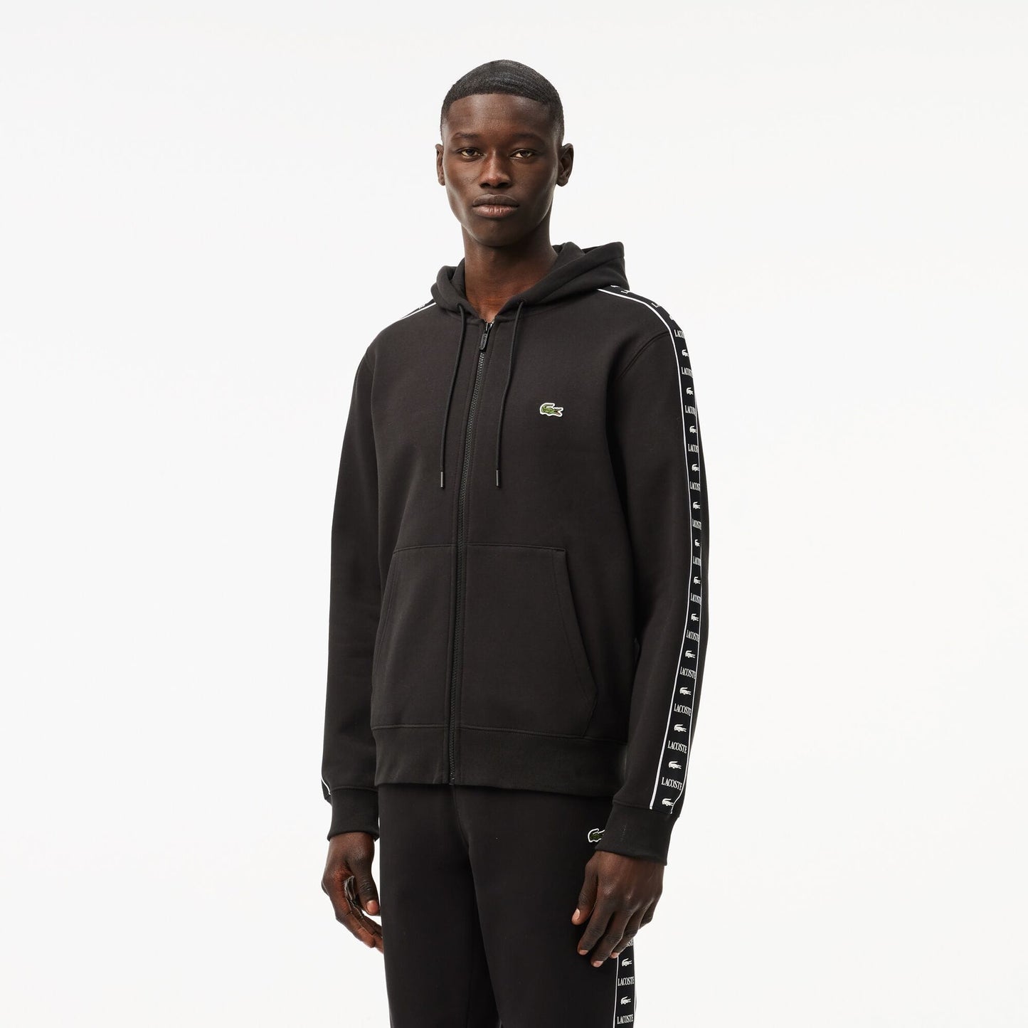 Lacoste Erkek Classic Fit Kapüşonlu Baskılı Siyah Sweatshirt