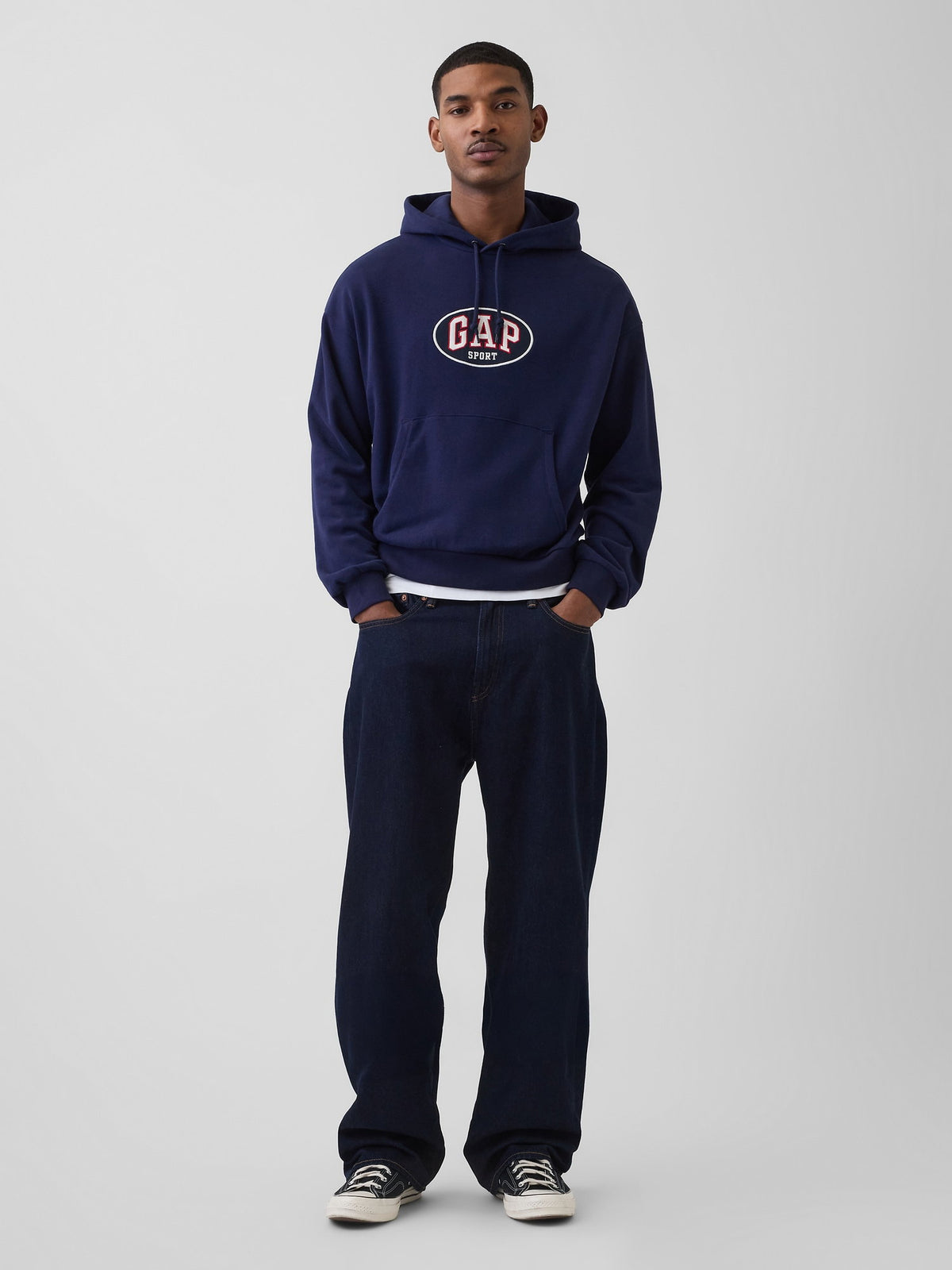 Lacivert Vintagesoft Terry Oversized Gap Logo Crop Sweatshirt