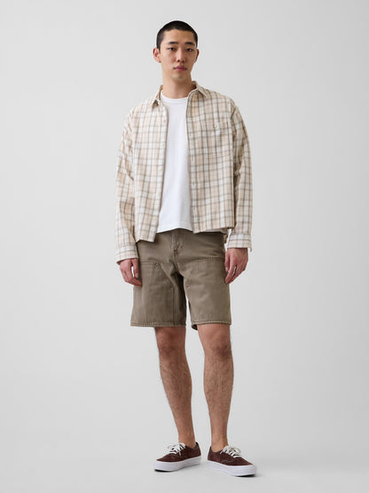 Kahverengi 9 Loose Denim Carpenter Şort