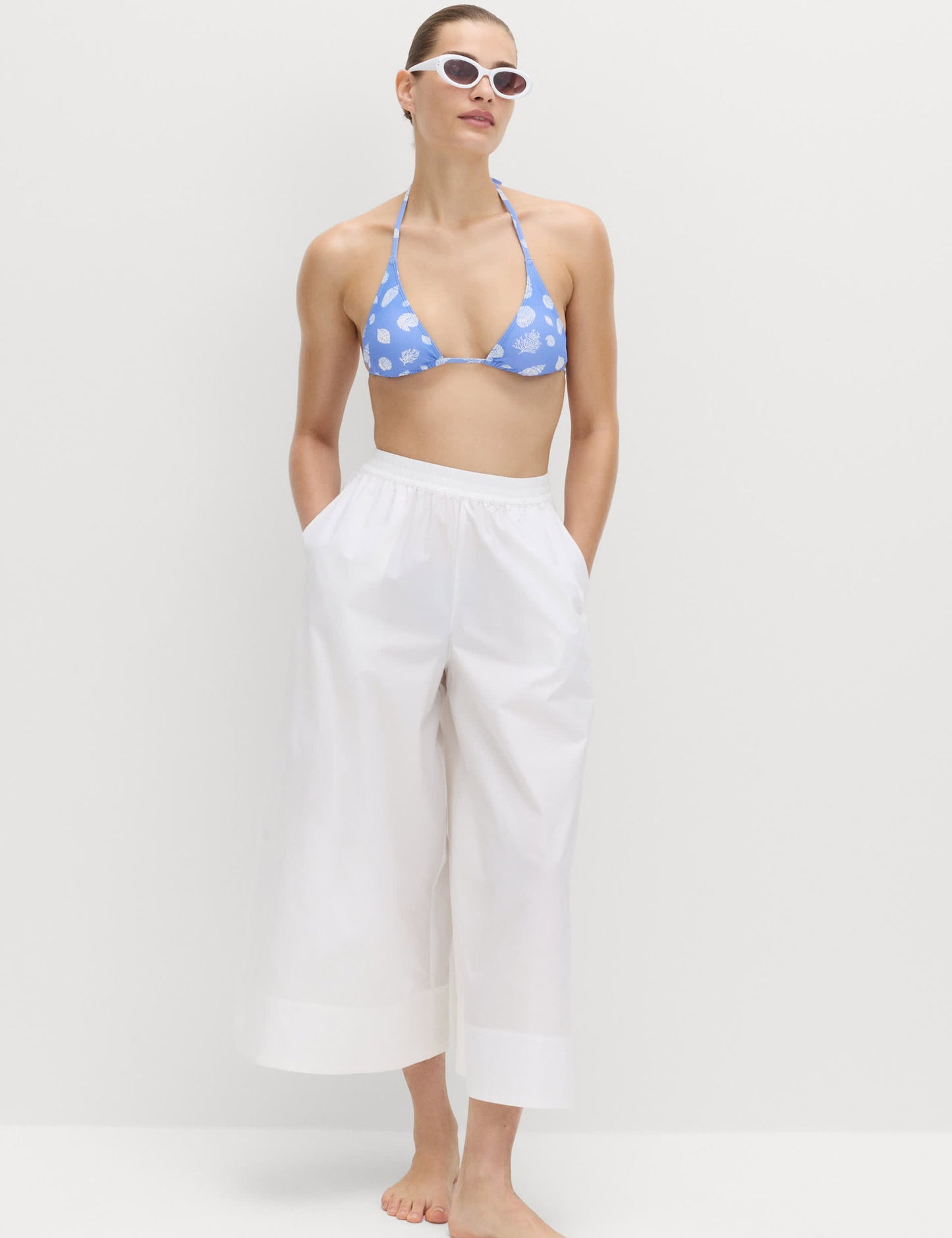 Desenli Üçgen Bikini Üstü