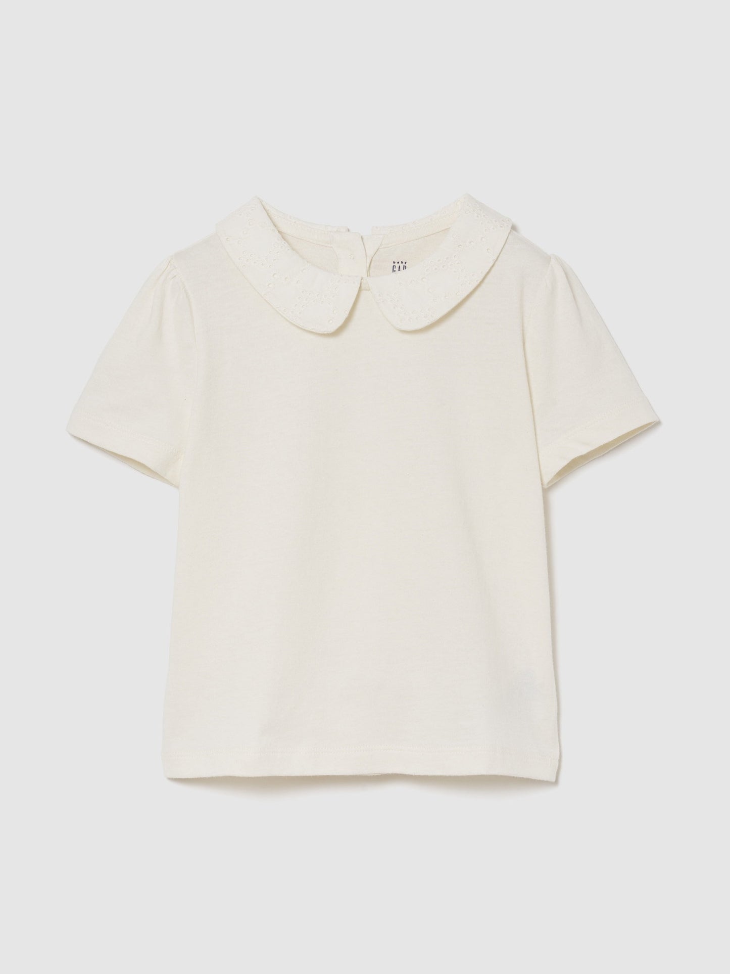 Krem Puff Sleeve Yaka T-shirt