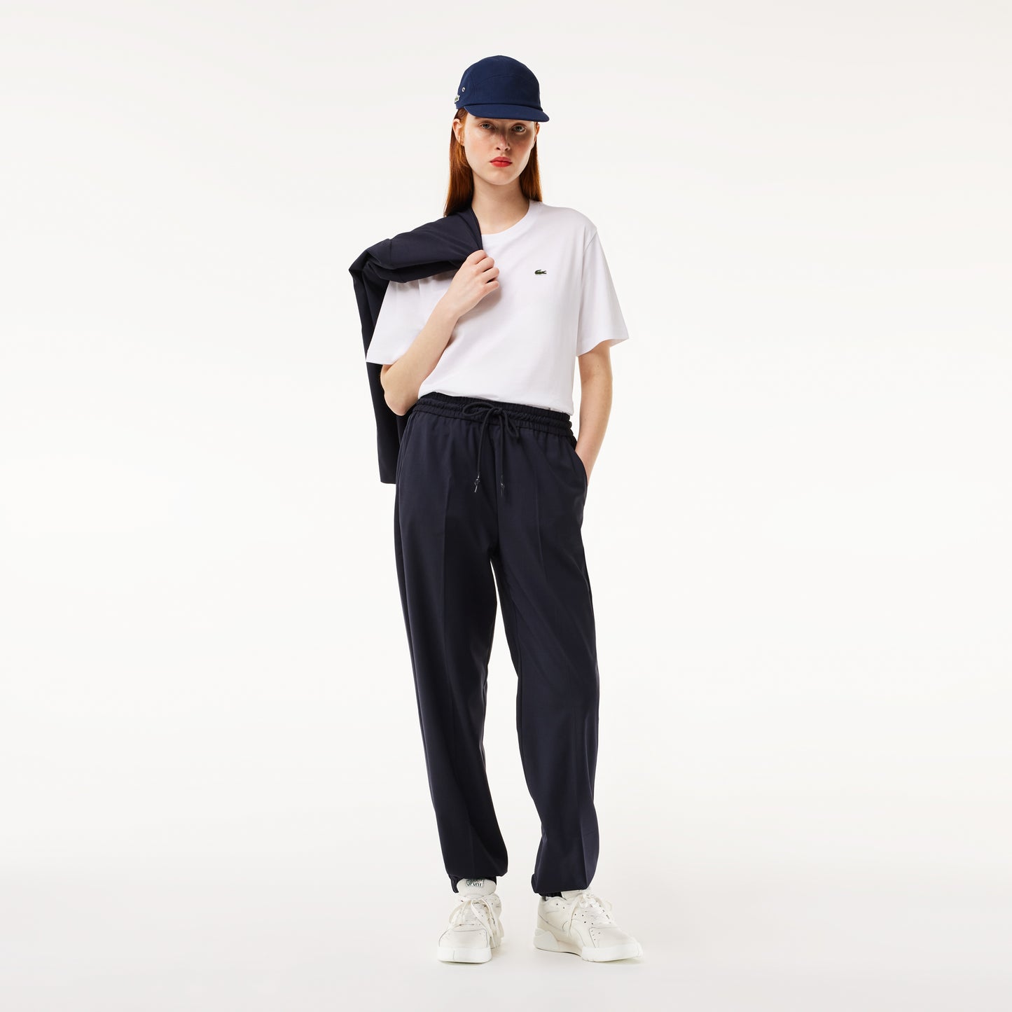 Lacoste Kadın Relaxed Fit Bisiklet Yaka Beyaz T-shirt