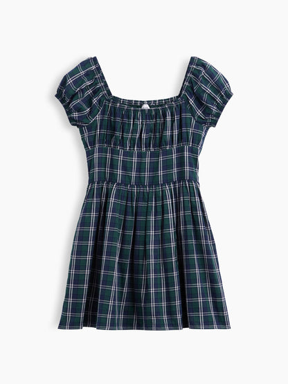 Yeşil Puff-sleeve Elbise