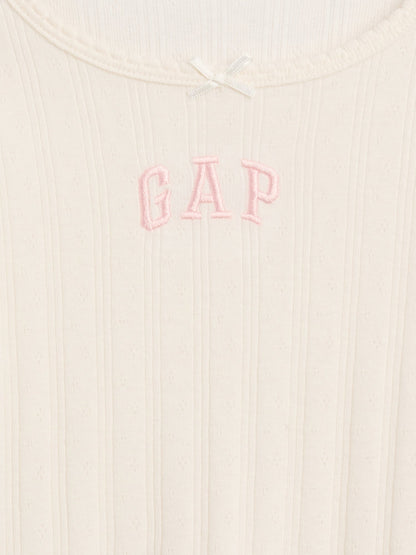 Krem Arch Logo Pointelle T-shirt
