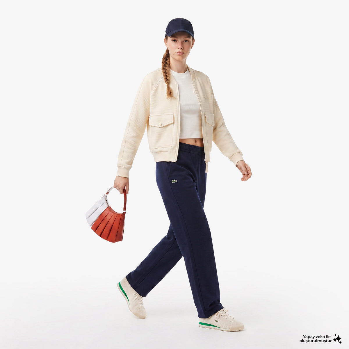 House Of Superstep X Lacoste Kapsul Koleksiyon Kadın Bej Sweatshirt
