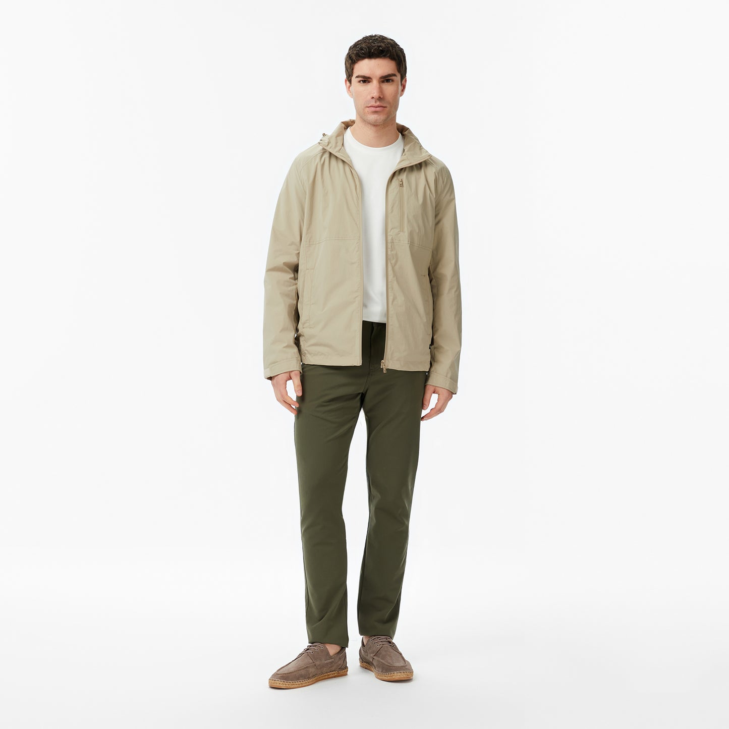 Nautica Erkek Bej Regular Fit Ik Yaka Gizli Kapüşonlu Su Itici Mont