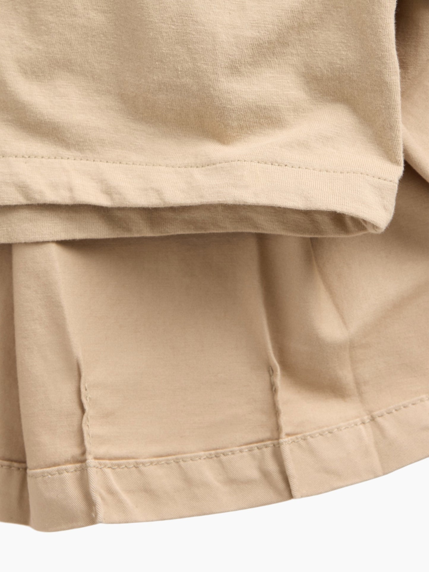 Bej Uniform Pileli Khaki Şort Etek