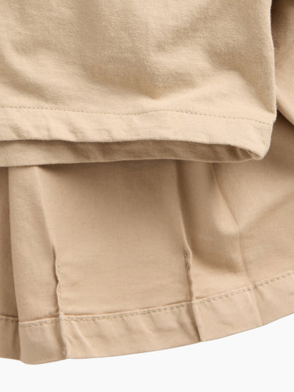 Bej Uniform Pileli Khaki Şort Etek