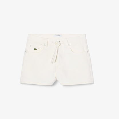 Lacoste Kadın Wide Leg Denim Beyaz Şort