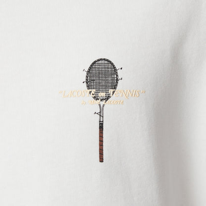 Lacoste Erkek Loose Fit Bisiklet Yaka Baskılı Krem T-shirt