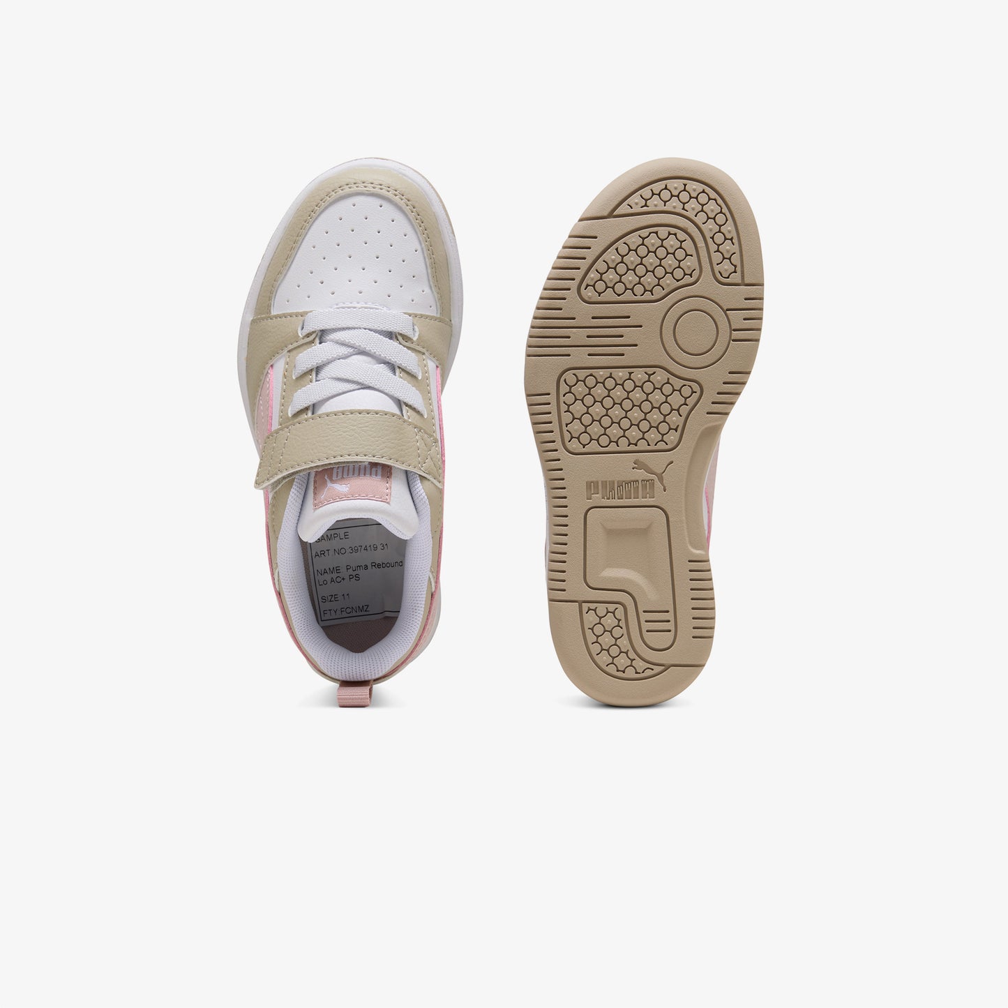 Puma Rebound V6 Low Çocuk Krem/pembe Spor Ayakkabı