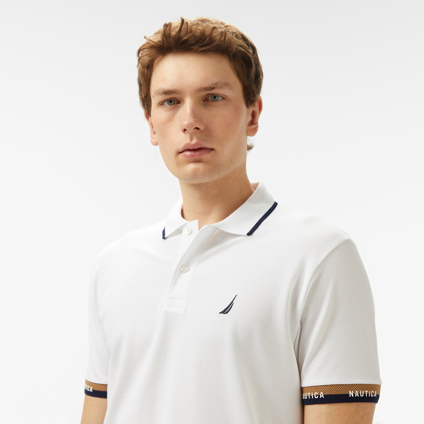 Nautica Erkek Beyaz Classic Fit Polo Yaka T-shirt