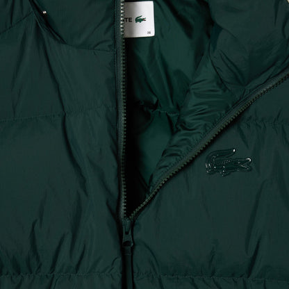 Lacoste Kadın Relaxed Fit Kapüşonlu Koyu Yeşil Şişme Mont
