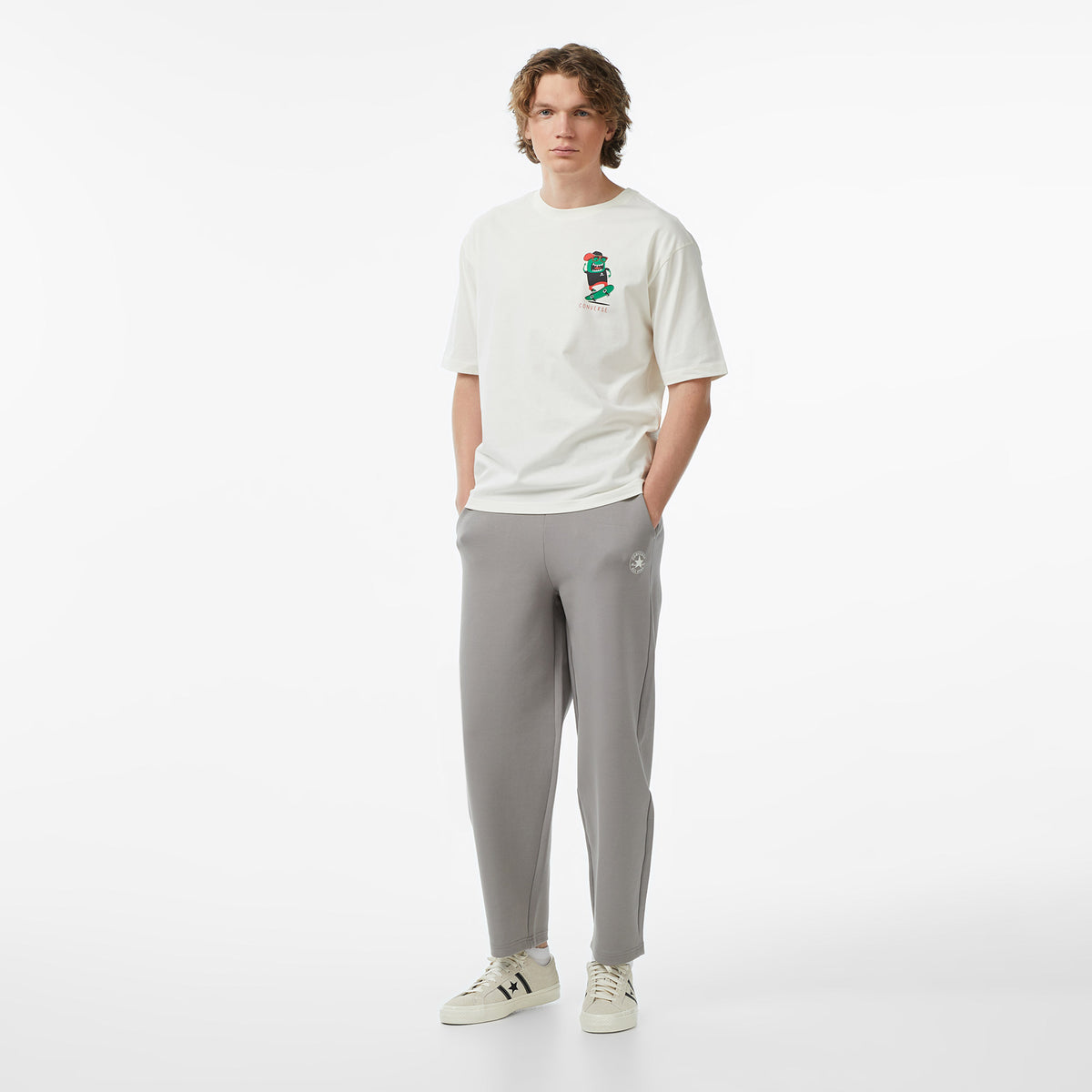Converse Regular Fit Erkek Krem T-shirt