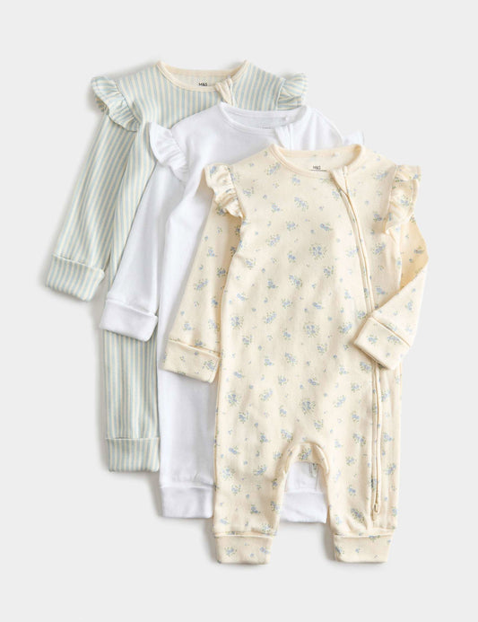 Pamuk Karışımlı Bebek Uyku Tulumu 3'lü Set