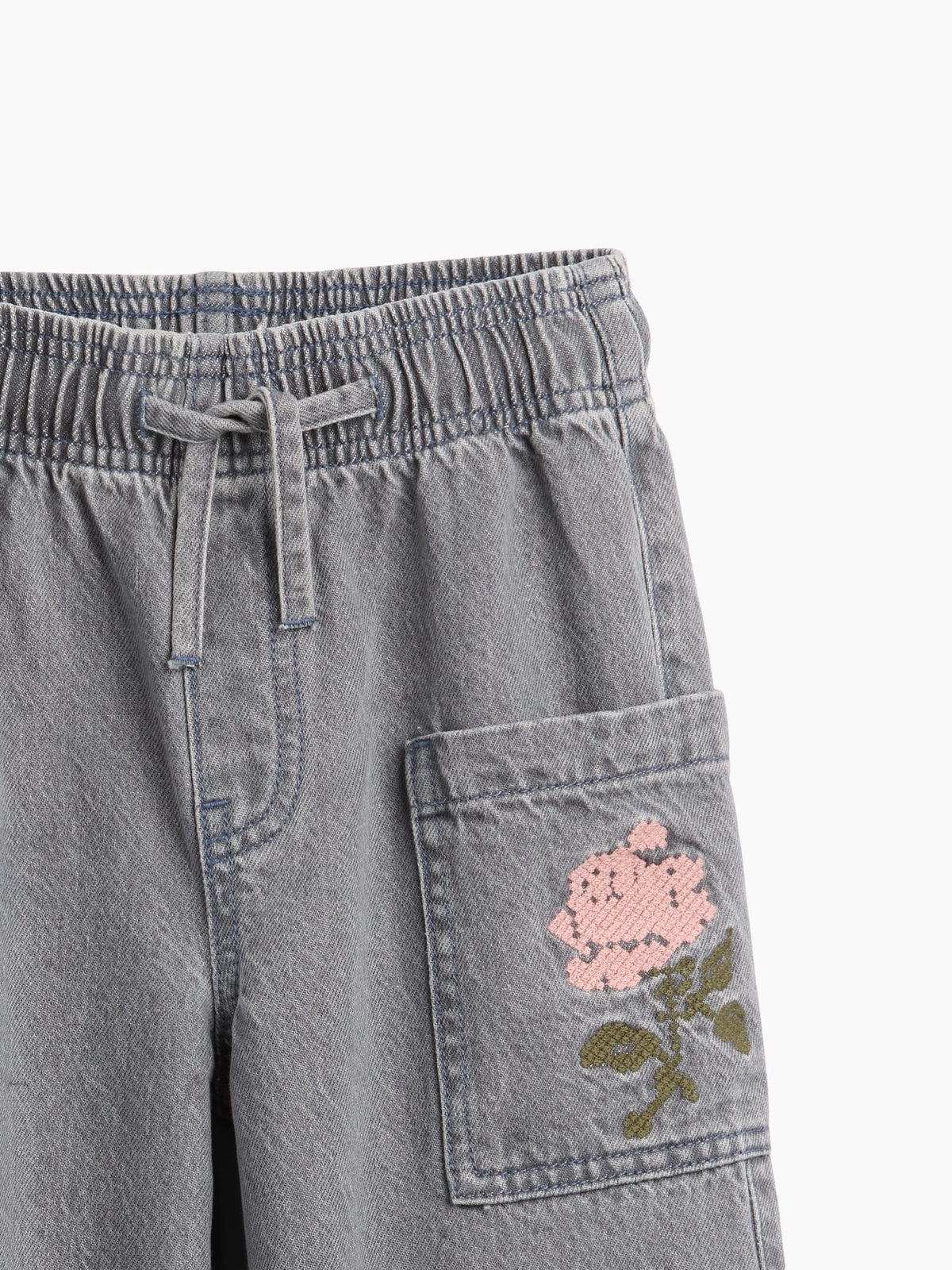 Gri Pull-on Wide Leg Jean Pantolon