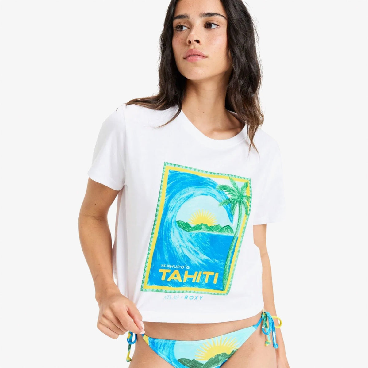 Roxy Atlas Oceanregular Kadın Beyaz Crop T-shirt
