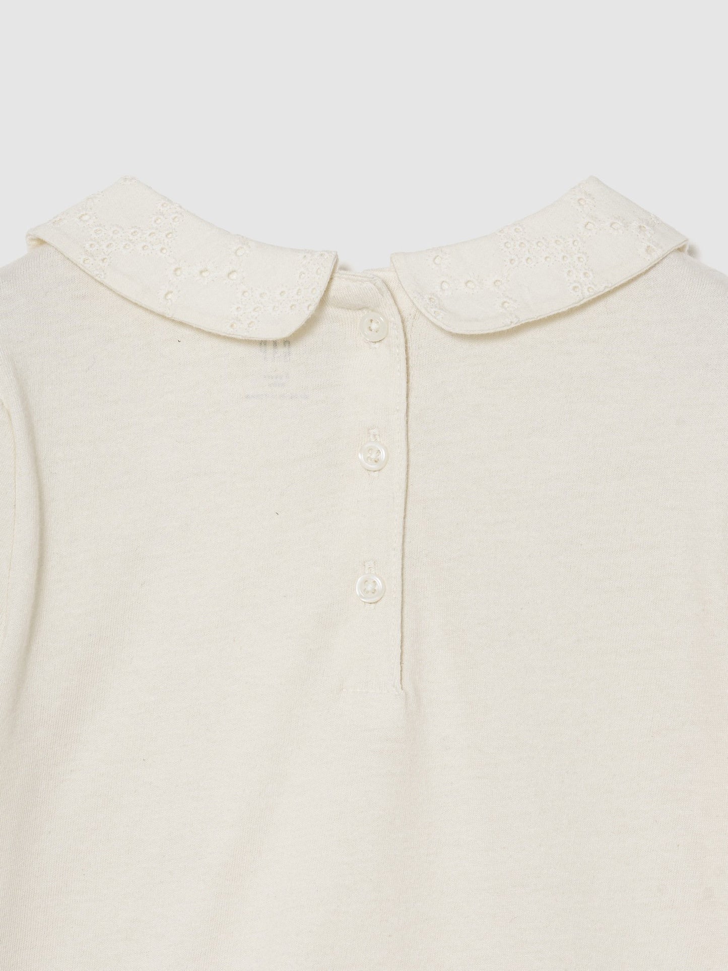 Krem Puff Sleeve Yaka T-shirt