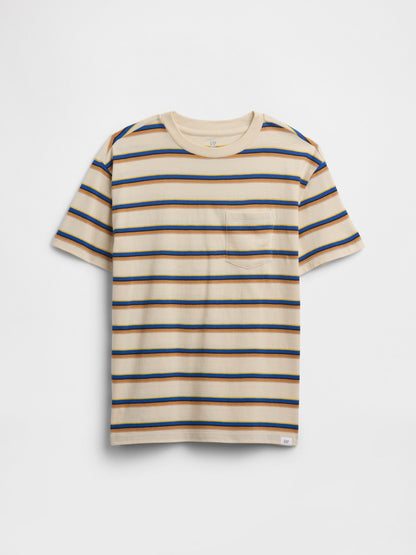 Bej Kids Everyday Soft Stripe Pocket T-shirt