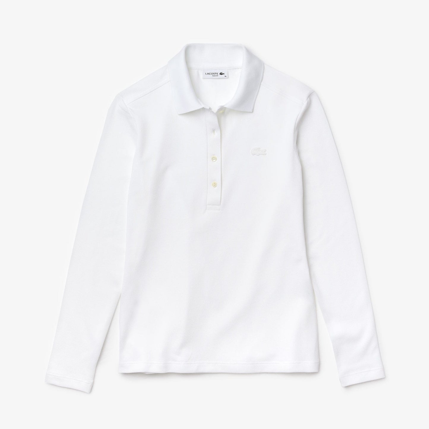 Lacoste Kadın Slim Fit Uzun Kollu Beyaz Polo