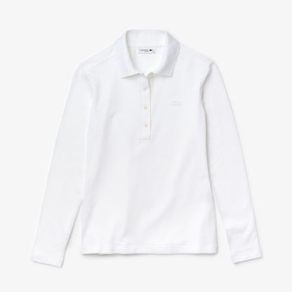 Lacoste Kadın Slim Fit Uzun Kollu Beyaz Polo