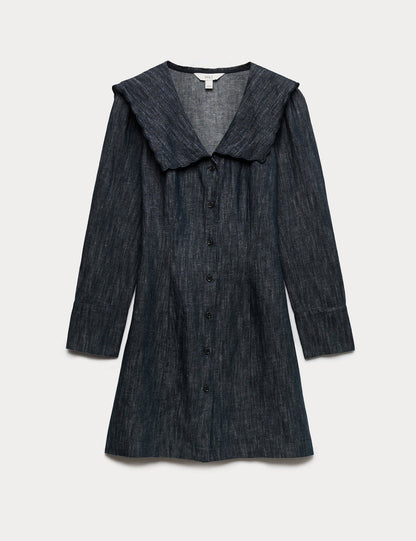 Denim Detaylı Kadın Elbise