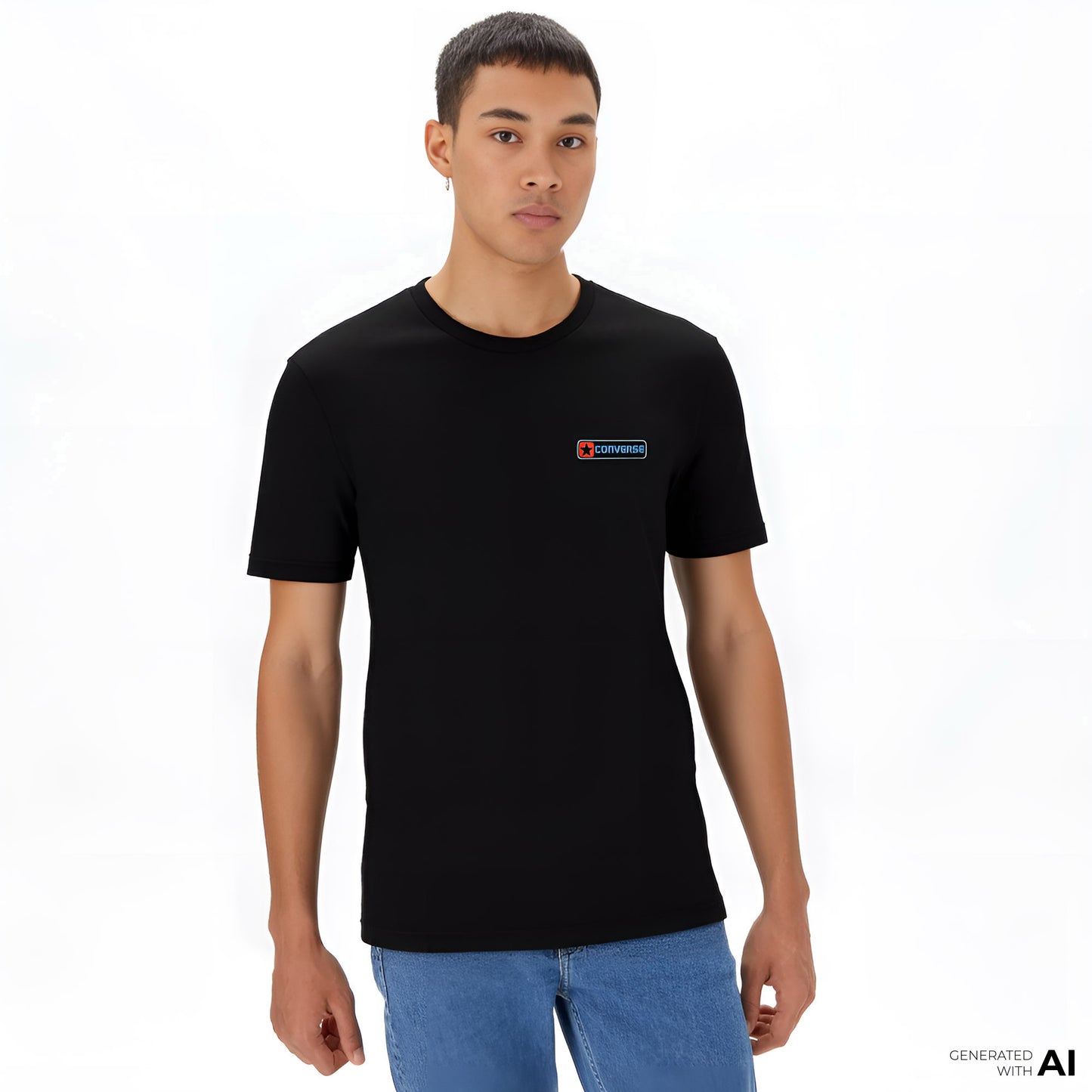 Converse Logo Erkek Grafik Baskılı Siyah T-shirt