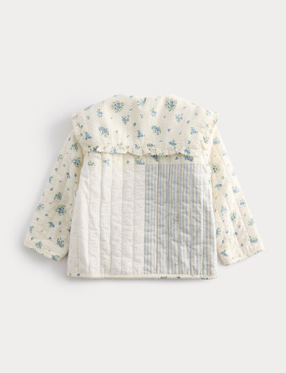 Saf Pamuk Patchwork Kapitone Ceket