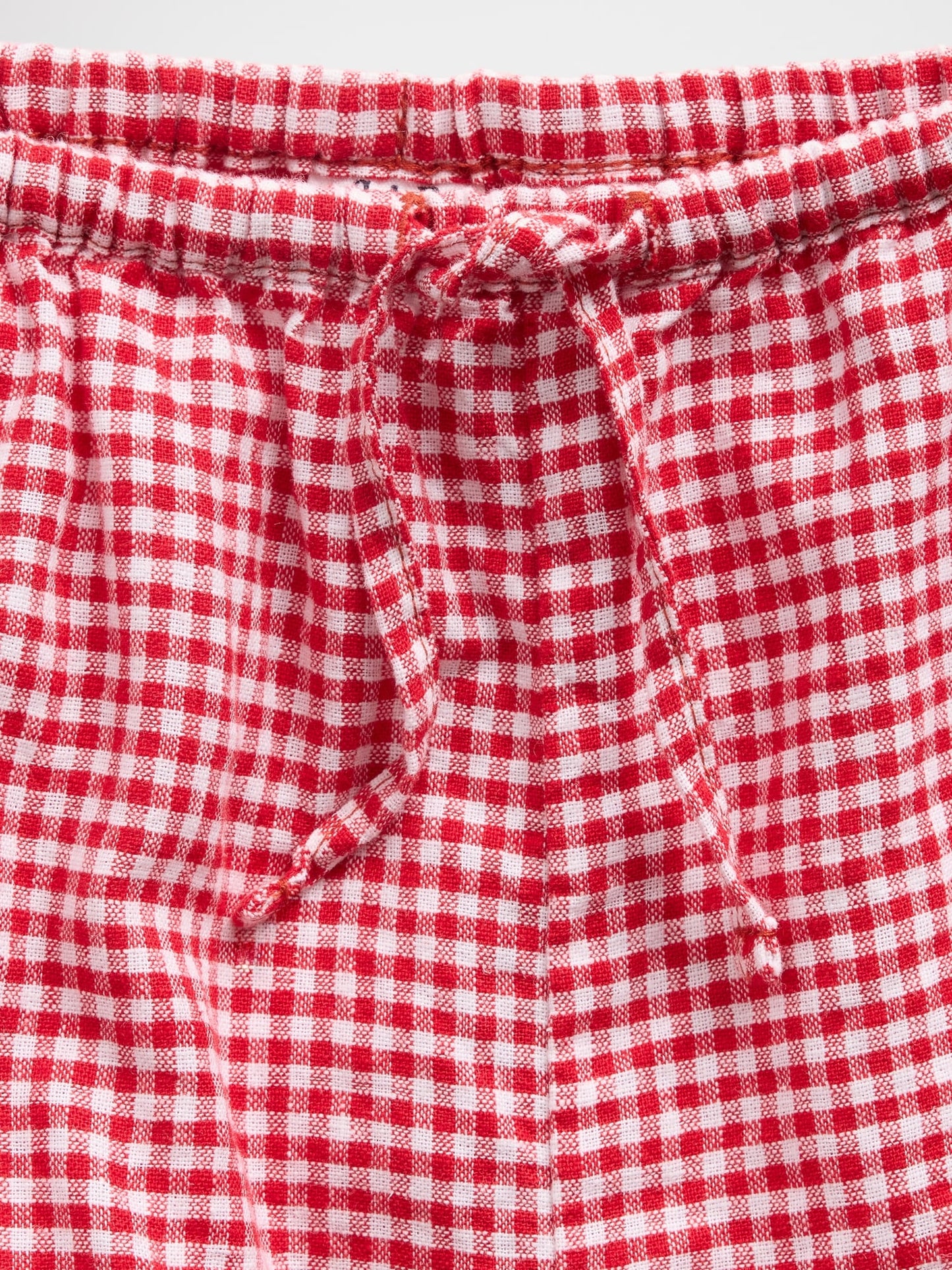 Kırmızı Keten Karışımlı Gingham Easy Şort