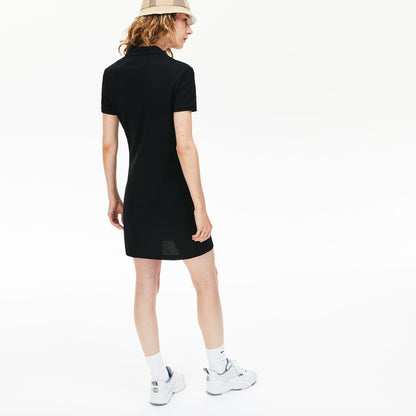 Lacoste Kadın Slim Fit Kısa Kollu Polo Yaka Siyah Elbise