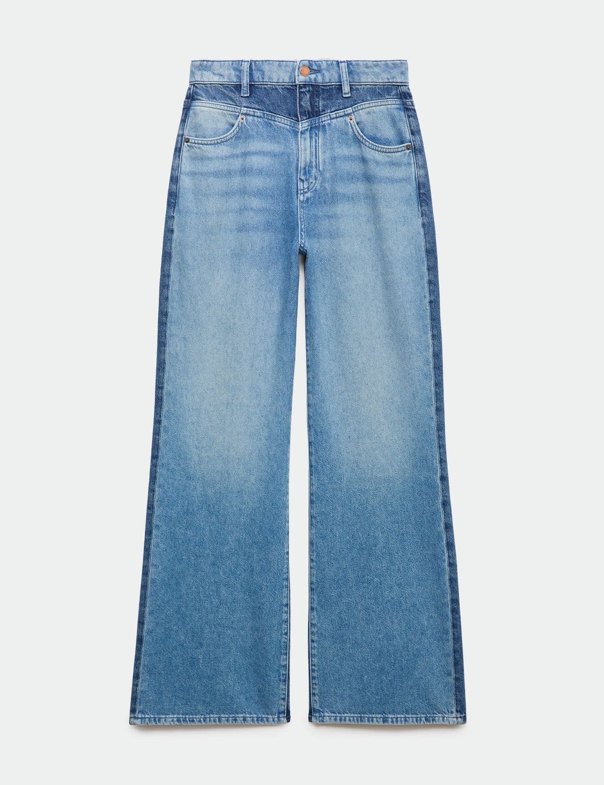 Orta Belli Çift Tonlu Bootcut Jean