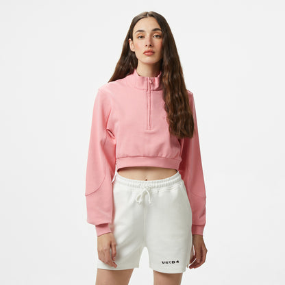 United4 Örme Crop Kadın Pembe Sweatshirt