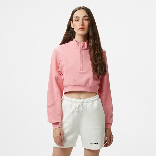 United4 Örme Crop Kadın Pembe Sweatshirt