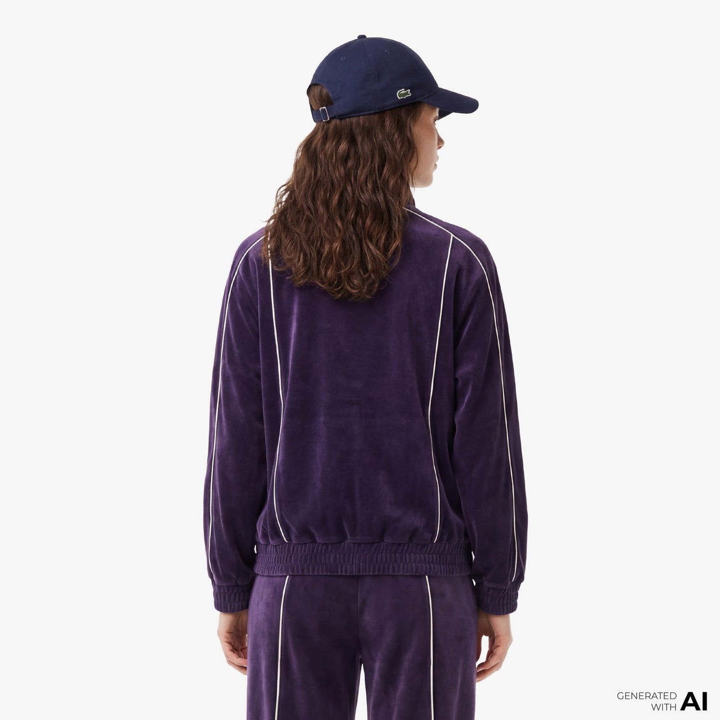 Lacoste Kadın Oversize Fit Fermuarlı Mor Sweatshirt