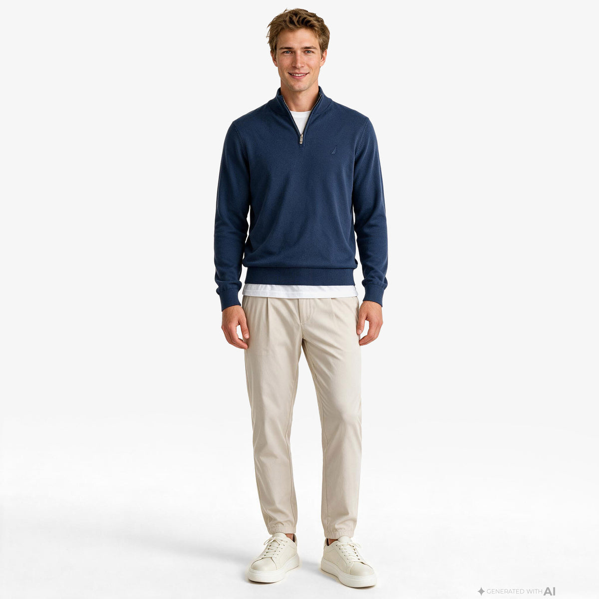 Nautica Erkek Mavi Regular Fit Triko