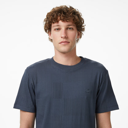Lacoste Erkek Regular Fit Bisiklet Yaka Çizgili Koyu Gri T-shirt