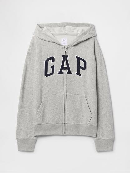 Gri Gap Logo Relaxed Fermuarlı Sweatshirt
